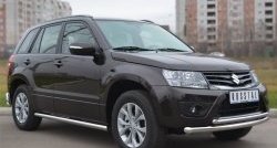 12 299 р. Защита порогов из круглой трубы диаметром 63 мм (5 дв.) Russtal Suzuki Grand Vitara JT 5 дверей 2-ой рестайлинг (2012-2016) (Защита порогов с со скосами на торцах (вариант 1))  с доставкой в г. Белгород. Увеличить фотографию 8