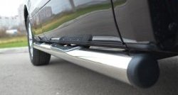 14 449 р. Защита порогов с пластиковыми вставками для ног из круглой трубы диаметром 76 мм (5 дв.) Russtal Suzuki Grand Vitara JT 5 дверей 2-ой рестайлинг (2012-2016) (Защита порогов с со скосами на торцах (вариант 1))  с доставкой в г. Белгород. Увеличить фотографию 7