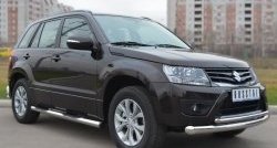 14 449 р. Защита порогов с пластиковыми вставками для ног из круглой трубы диаметром 76 мм (5 дв.) Russtal Suzuki Grand Vitara JT 5 дверей 2-ой рестайлинг (2012-2016) (Защита порогов с со скосами на торцах (вариант 1))  с доставкой в г. Белгород. Увеличить фотографию 8