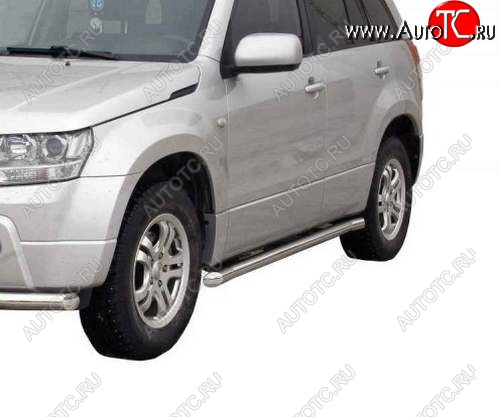 10 899 р. Защита порогов ТехноСфера (Техно Сфера) (Сталь с покрытием, 63.5 mm) Suzuki Grand Vitara JT 5 дверей дорестайлинг (2005-2008) (цвет: Серебристый)  с доставкой в г. Белгород