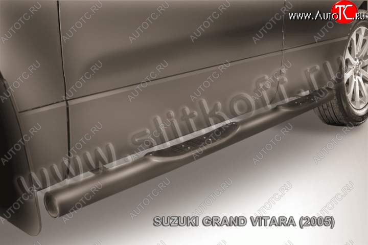 12 399 р. Защита порогов Slitkoff Suzuki Grand Vitara JT 3 двери дорестайлинг (2005-2008) (Цвет: серебристый)  с доставкой в г. Белгород