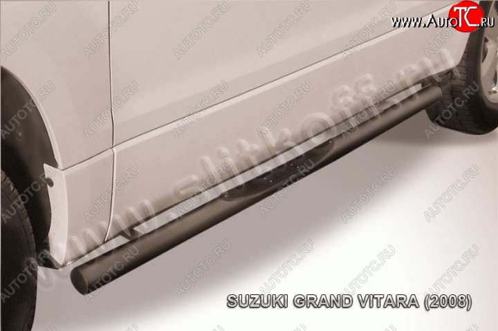 12 399 р. Защита порогов Slitkoff Suzuki Grand Vitara JT 3 двери дорестайлинг (2005-2008) (Цвет: серебристый)  с доставкой в г. Белгород