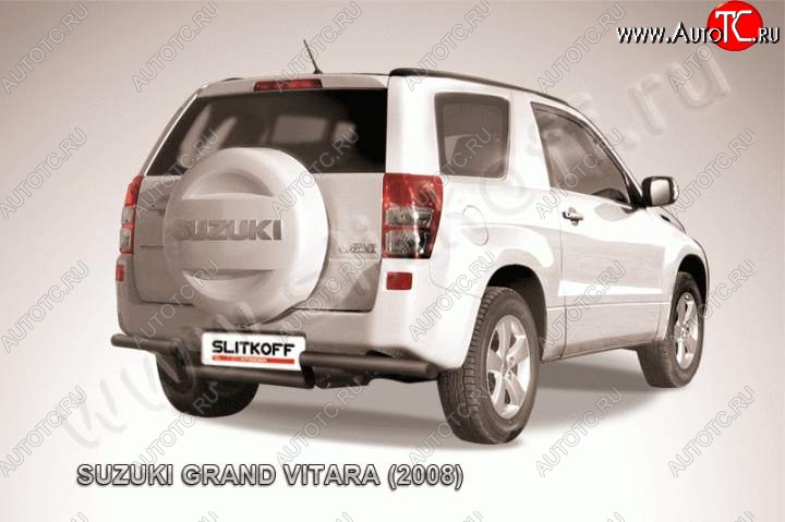 8 849 р. Защита задняя Slitkoff Suzuki Grand Vitara JT 3 двери дорестайлинг (2005-2008) (Цвет: серебристый)  с доставкой в г. Белгород