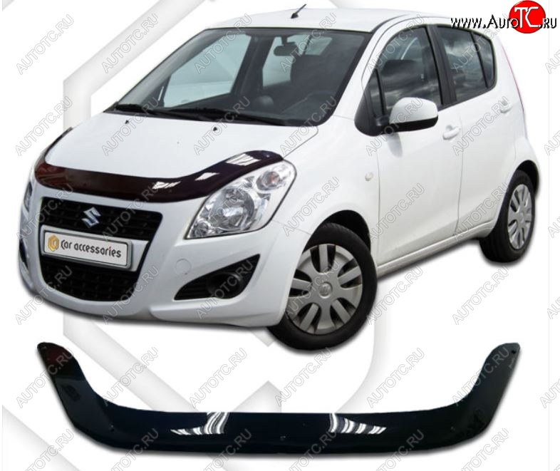 2 299 р. Дефлектор капота CA-Plastiс Suzuki Splash (2008-2015) (Classic черный, Без надписи)  с доставкой в г. Белгород