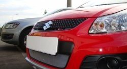 1 539 р. Сетка на бампер хетчбек (рестайлинг) Russtal (хром) Suzuki SX4 GYA,GYB  рестайлинг, хэтчбэк (2010-2016)  с доставкой в г. Белгород. Увеличить фотографию 2