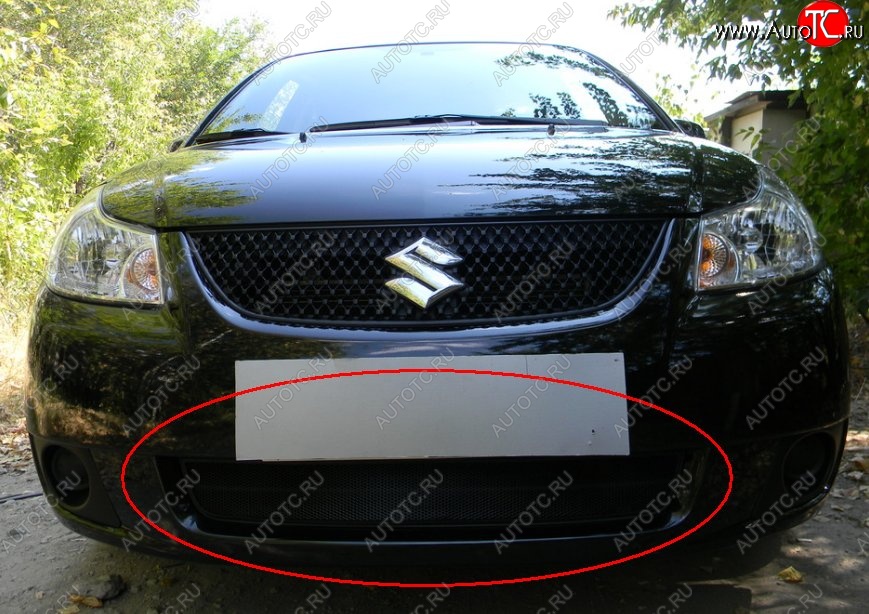 1 469 р. Защитная решётка в воздуховод автомобиля (седан) Russtal (черная) Suzuki SX4 GYA,GYB  рестайлинг, хэтчбэк (2010-2016)  с доставкой в г. Белгород