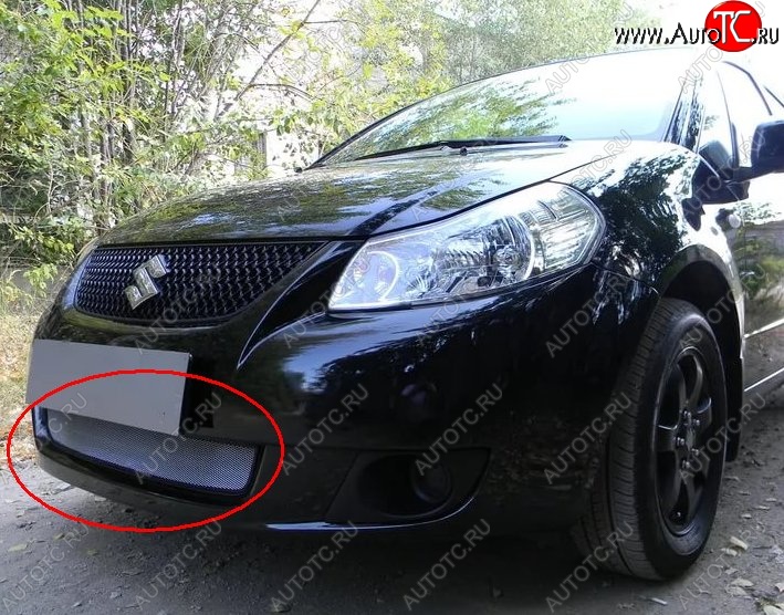 1 539 р. Защитная решётка в воздуховод автомобиля (седан) Russtal (хром) Suzuki SX4 GYA,GYB  рестайлинг, хэтчбэк (2010-2016)  с доставкой в г. Белгород