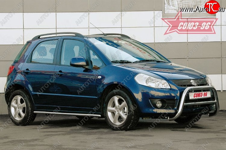 9 899 р. Защита переднего бампера Souz-96 (d60) Suzuki SX4 GYA,GYB  рестайлинг, хэтчбэк (2010-2016)  с доставкой в г. Белгород