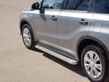 35 549 р. Широкая защита порогов с трубой диаметром 42 мм SLITKOFF v3 Suzuki Vitara LY дорестайлинг (2015-2019)  с доставкой в г. Белгород. Увеличить фотографию 3
