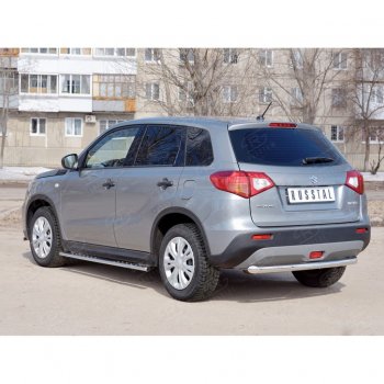 Одинарная защита заднего бампера из трубы диаметром 63 мм SLITKOFF Suzuki Vitara  LY (2015-2019) дорестайлинг