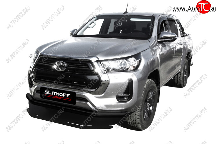 13 449 р. Защита переднего бампера Slitkoff (Ø 76 мм). Toyota Hilux AN120 1-ый рестайлинг (2017-2020) (Сталь с полимерным покрытием. Цвет: черный)  с доставкой в г. Белгород