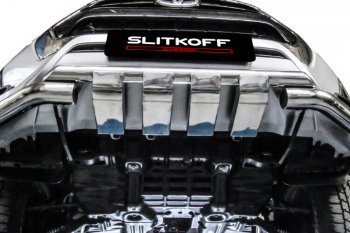 24 649 р. Защита переднего бампера Slitkoff (Ø 76+Ø 57, двойная с профильной ЗК). Toyota Hilux AN120 1-ый рестайлинг (2017-2020)  с доставкой в г. Белгород. Увеличить фотографию 4