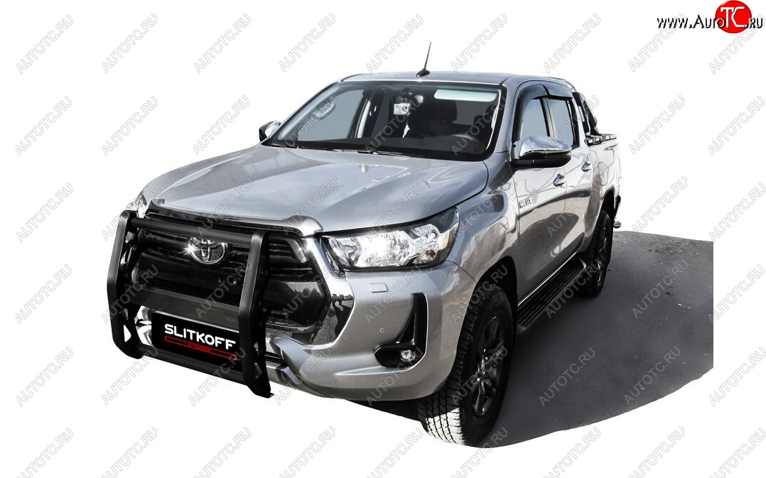 15 999 р. Кронштейн для противотуманных фар Slitkoff (BRUTAL) Toyota Hilux AN120 1-ый рестайлинг (2017-2020) (Сталь с полимерным покрытием. Цвет: черный)  с доставкой в г. Белгород