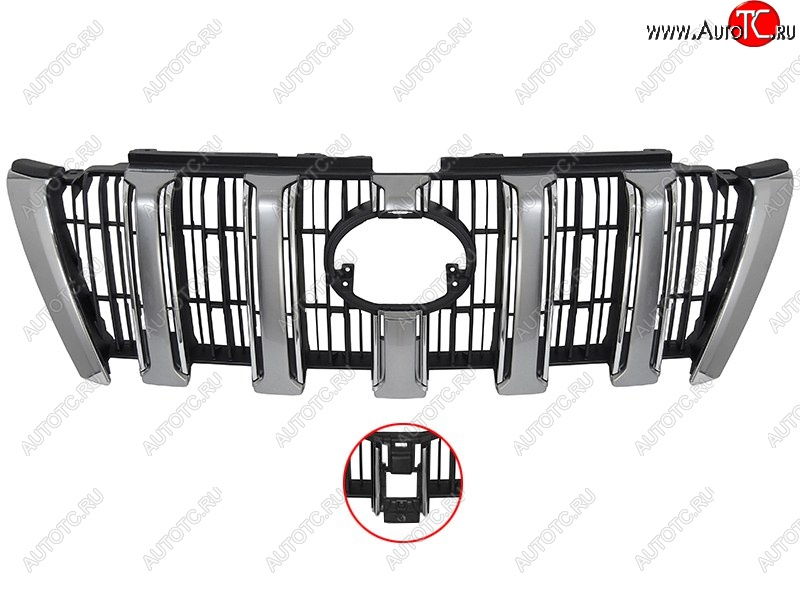 7 849 р. Решётка радиатора SAT (под камеру, хром-серебро) Toyota Land Cruiser Prado J150 1-ый рестайлинг (2013-2017)  с доставкой в г. Белгород