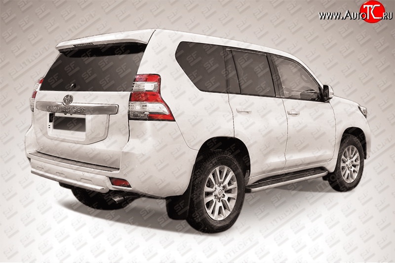11 799 р. Защита заднего бампера из короткой трубы диаметром 57 мм Slitkoff Toyota Land Cruiser Prado J150 1-ый рестайлинг (2013-2017) (Цвет: нержавеющая полированная сталь)  с доставкой в г. Белгород