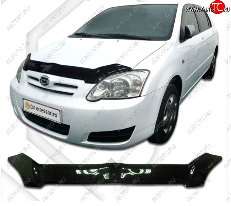 2 159 р. Дефлектор капота CA-Plastiс Toyota Allex E12# 2-ой рестайлинг (2004-2006) (Classic черный, Без надписи)  с доставкой в г. Белгород