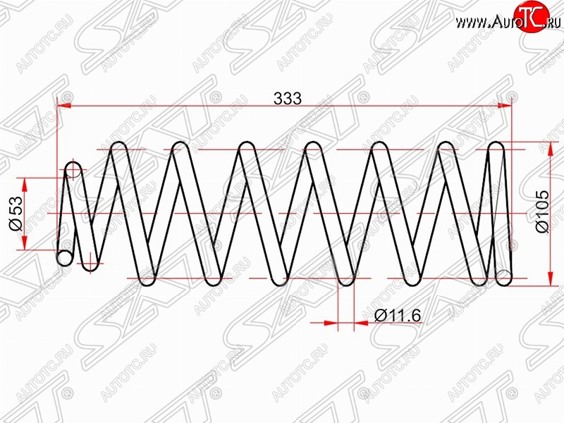2 199 р. Комплект задних пружин (2 шт) 2WD SAT Toyota Allion T240 седан дорестайлинг (2001-2004)  с доставкой в г. Белгород