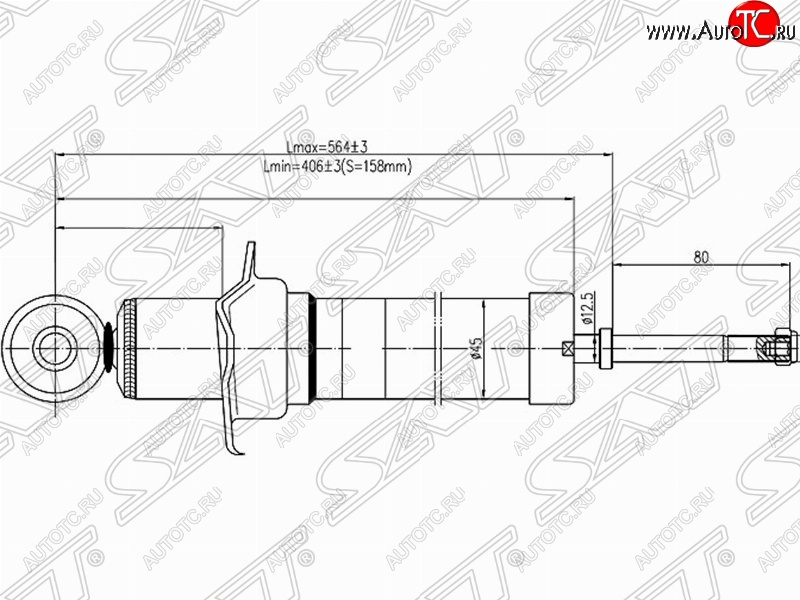 2 779 р. Амортизатор задний SAT (установка на левую или правую сторону) Toyota Crown S180 седан дорестайлинг (2003-2005)  с доставкой в г. Белгород