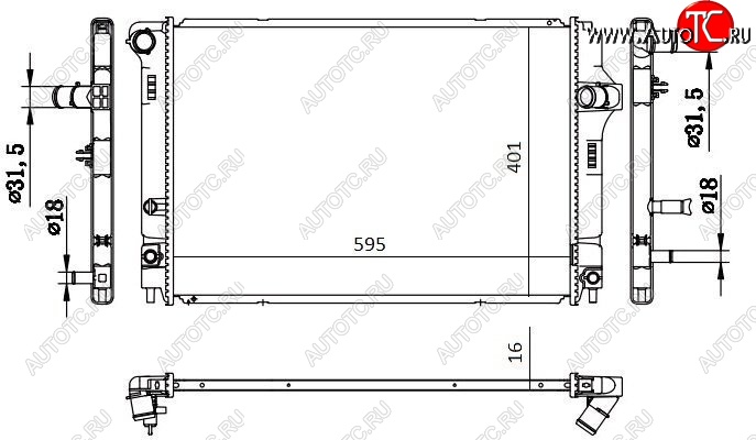 7 349 р. Радиатор двигателя SAT Toyota Prius XW50 дорестайлинг (2015-2018)  с доставкой в г. Белгород
