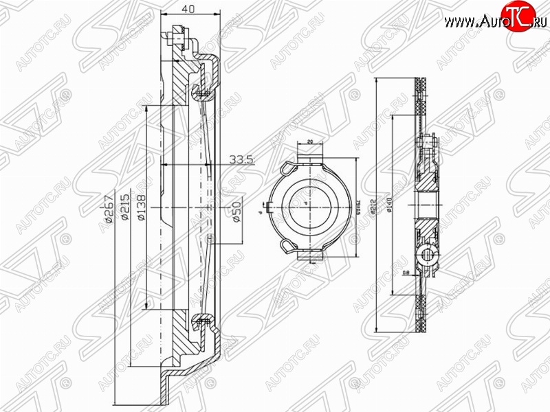6 199 р. Комплект сцепления (1.6, 1.8, 4AFE, 7AFE, 1ZZ-FE) SAT Toyota Corolla Verso Е120 (2001-2004)  с доставкой в г. Белгород