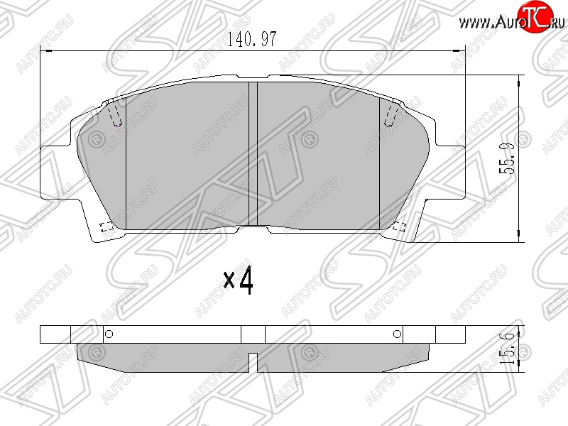 939 р. Колодки тормозные SAT (передние) Toyota Caldina T210 дорестайлинг универсал (1997-1999)  с доставкой в г. Белгород