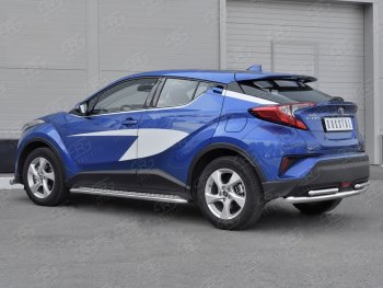 16 899 р. Защита заднего бампера d63/d42 SLITKOFF (дуги) Toyota C-HR NGX10, ZGX10 дорестайлинг (2016-2019)  с доставкой в г. Белгород. Увеличить фотографию 2