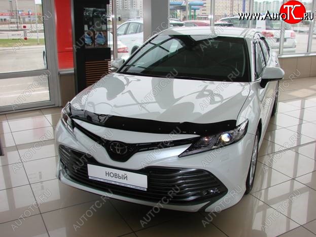 3 069 р. Дефлектор капота SIM Toyota Camry XV70 дорестайлинг (2017-2021)  с доставкой в г. Белгород
