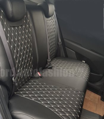 19 999 р. Чехлы для сидений Lord Autofashion Байрон (экокожа) Toyota Camry XV40 дорестайлинг (2006-2008) (Чёрный, вставка чёрная, строчка бежевая)  с доставкой в г. Белгород. Увеличить фотографию 4