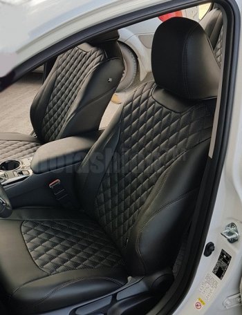 13 949 р. Чехлы для сидений Lord Autofashion Байрон (экокожа) Toyota Camry XV40 дорестайлинг (2006-2008) (Чёрный, вставка чёрная, строчка чёрная)  с доставкой в г. Белгород. Увеличить фотографию 4