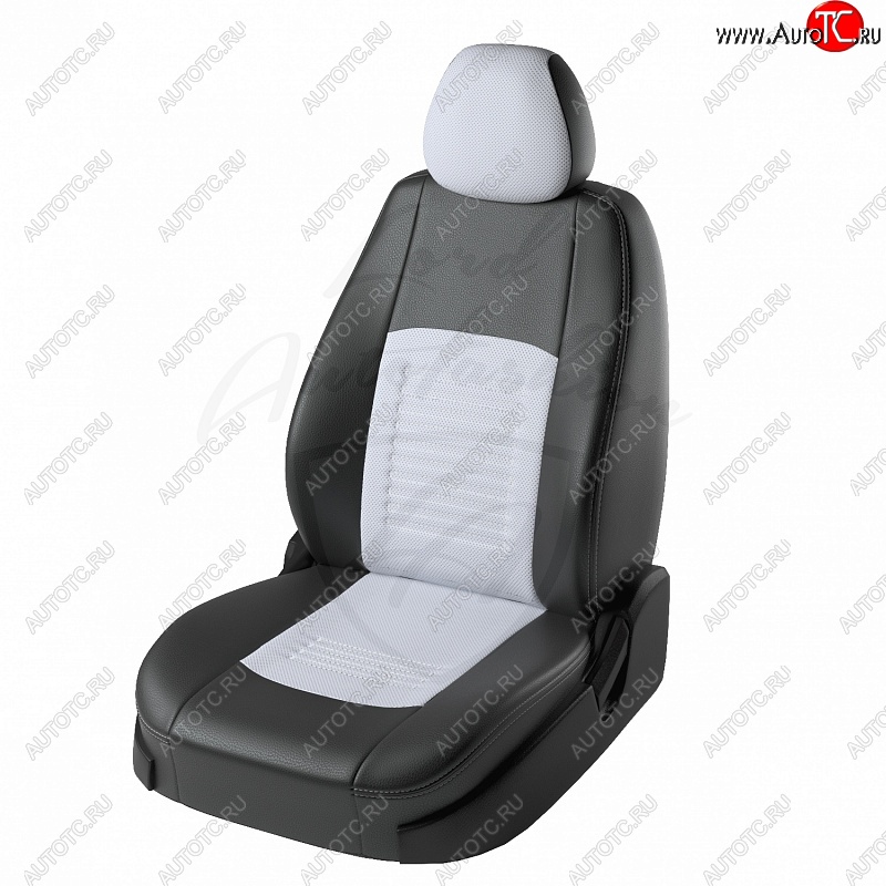 10 849 р. Чехлы для сидений Lord Autofashion Турин (экокожа) Toyota Camry XV40 дорестайлинг (2006-2008) (Чёрный, вставка белая)  с доставкой в г. Белгород