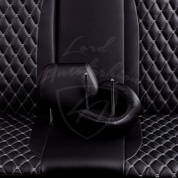 13 949 р. Чехлы для сидений Lord Autofashion Байрон (экокожа, раздельная спинка, подлокотник, отдельные бока, 3 Г-образных подголовника) Toyota Camry XV40 дорестайлинг (2006-2008) (Черный, вставка черная, строчка серая)  с доставкой в г. Белгород. Увеличить фотографию 7