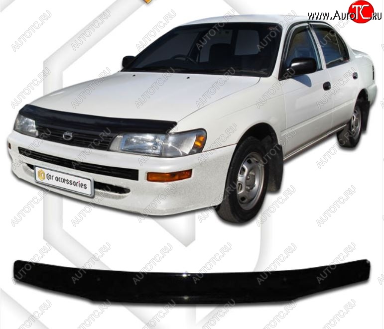2 079 р. Дефлектор капота CA-Plastiс Toyota Corolla E110 седан дорестайлинг (1991-1995) (Classic черный, Без надписи)  с доставкой в г. Белгород