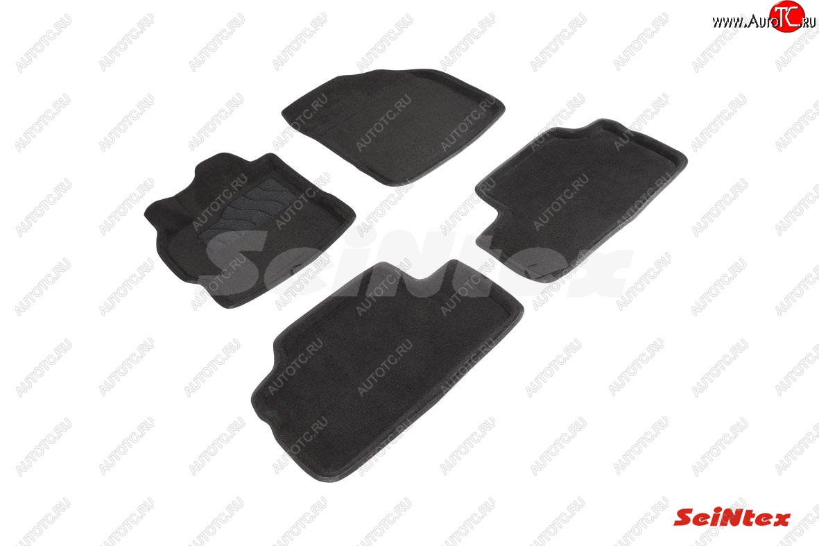 5 449 р. Комплект ворсовых ковриков в салон Seintex (3D) Toyota Corolla E140 седан дорестайлинг (2007-2010) (Черный)  с доставкой в г. Белгород
