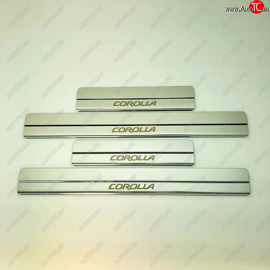 2 199 р. Накладки порожков салона INOX Toyota Corolla E210 хэтчбэк 5 дв. дорестайлинг (2018-2022) (Нержавеющая сталь)  с доставкой в г. Белгород