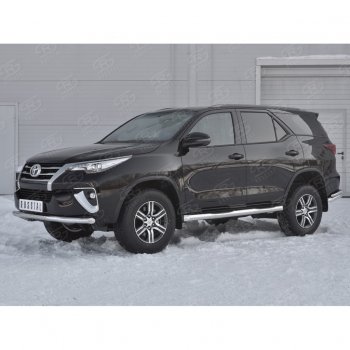 17 699 р. Защита переднего бампера (Ø63 мм, нержавейка) SLITKOFF Toyota Fortuner AN160 дорестайлинг (2015-2020)  с доставкой в г. Белгород. Увеличить фотографию 2