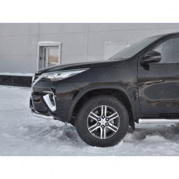 17 699 р. Защита переднего бампера (Ø63 мм, нержавейка) SLITKOFF Toyota Fortuner AN160 дорестайлинг (2015-2020)  с доставкой в г. Белгород. Увеличить фотографию 3
