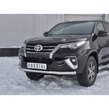 17 699 р. Защита переднего бампера (Ø63 мм, нержавейка) SLITKOFF Toyota Fortuner AN160 дорестайлинг (2015-2020)  с доставкой в г. Белгород. Увеличить фотографию 4