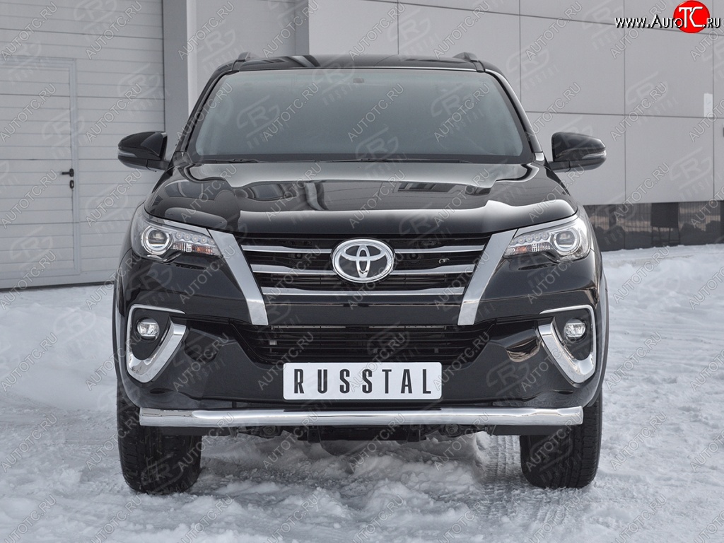 17 699 р. Защита переднего бампера (Ø63 мм, нержавейка) SLITKOFF Toyota Fortuner AN160 дорестайлинг (2015-2020)  с доставкой в г. Белгород