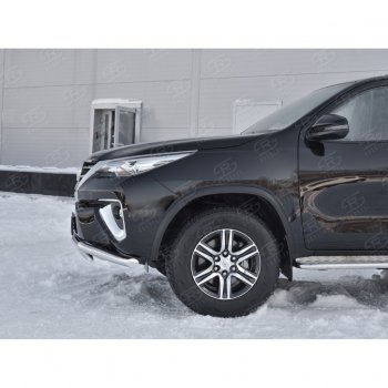 19 899 р. Защита переднего бампера (2 трубы Ø63 и 75х42 мм, нержавейка) Russtal Toyota Fortuner AN160 дорестайлинг (2015-2020)  с доставкой в г. Белгород. Увеличить фотографию 4