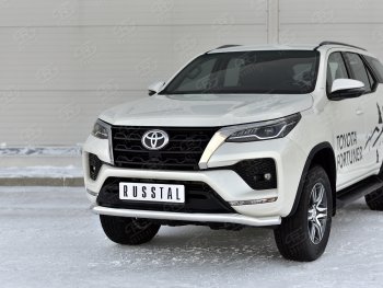19 799 р. Защита переднего бампера (Ø63 мм, нержавейка) SLITKOFF Toyota Fortuner AN160 рестайлинг (2020-2025)  с доставкой в г. Белгород. Увеличить фотографию 2