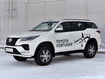 19 799 р. Защита переднего бампера (Ø63 мм, нержавейка) SLITKOFF Toyota Fortuner AN160 рестайлинг (2020-2025)  с доставкой в г. Белгород. Увеличить фотографию 3