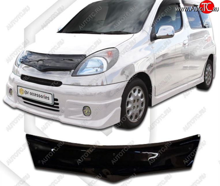 2 159 р. Дефлектор капота CA-Plastic Toyota Funcargo дорестайлинг (1999-2002) (Classic черный, Без надписи)  с доставкой в г. Белгород