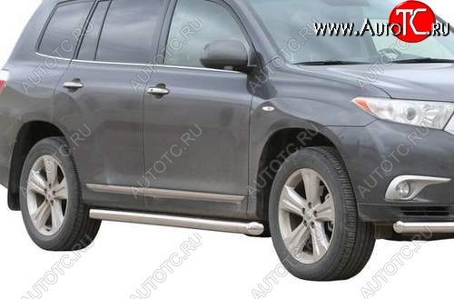 30 999 р. Защита порогов ТехноСфера (Техно Сфера) (нержавейка, 63.5 mm) Toyota Highlander XU40 рестайлинг (2010-2013)  с доставкой в г. Белгород