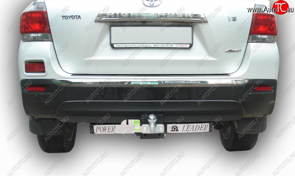 12 499 р. Фаркоп Лидер Плюс (съемный шар тип F, с нержавеющей пластиной) Toyota Highlander XU40 рестайлинг (2010-2013) (Без электропакета)  с доставкой в г. Белгород
