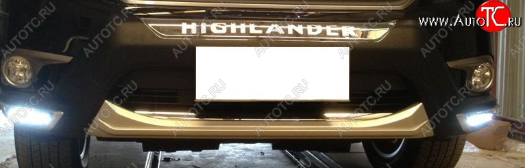 6 549 р. Накладка на передний бампер LED Toyota Highlander XU50 дорестайлинг (2013-2017) (Неокрашенная)  с доставкой в г. Белгород