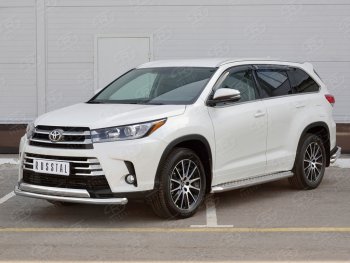 15 999 р. Защита переднего бампера (2 трубы Ø63 и 75х42 мм, нержавейка) Russtal Toyota Highlander XU50 дорестайлинг (2013-2017)  с доставкой в г. Белгород. Увеличить фотографию 3