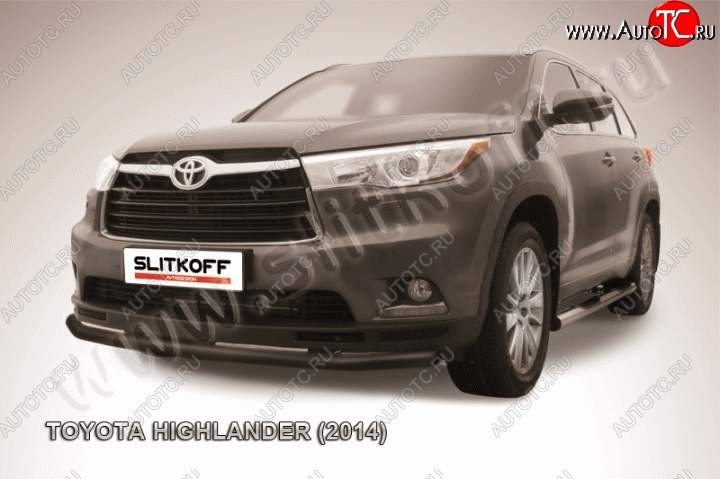 10 999 р. защита переднего бампера Slitkoff Toyota Highlander XU50 дорестайлинг (2013-2017) (Цвет: серебристый)  с доставкой в г. Белгород