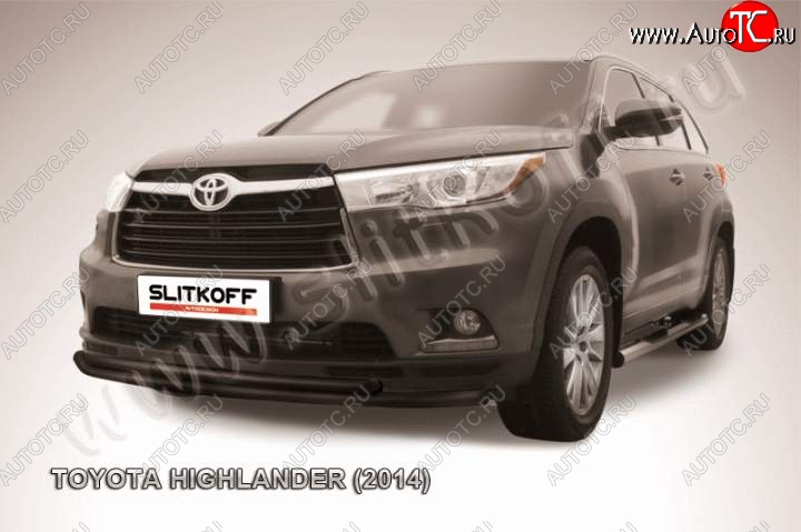 11 999 р. защита переднего бампера Slitkoff Toyota Highlander XU50 дорестайлинг (2013-2017) (Цвет: серебристый)  с доставкой в г. Белгород