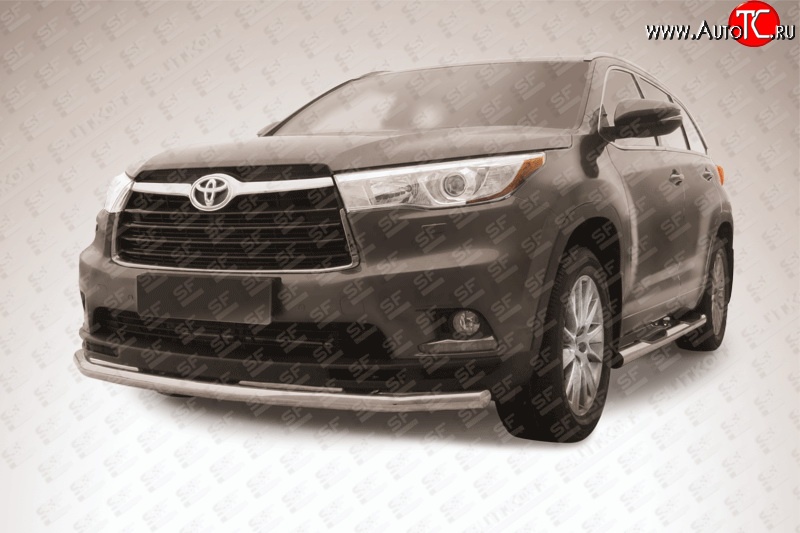 15 949 р. Защита переднего бампера из длинной трубы диаметром 57 мм Slitkoff Toyota Highlander XU50 дорестайлинг (2013-2017) (Цвет: нержавеющая полированная сталь)  с доставкой в г. Белгород