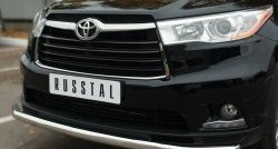 16 999 р. Одинарная защита переднего бампера диаметром 63 мм SLITKOFF  Toyota Highlander  XU50 (2013-2017) дорестайлинг  с доставкой в г. Белгород. Увеличить фотографию 3